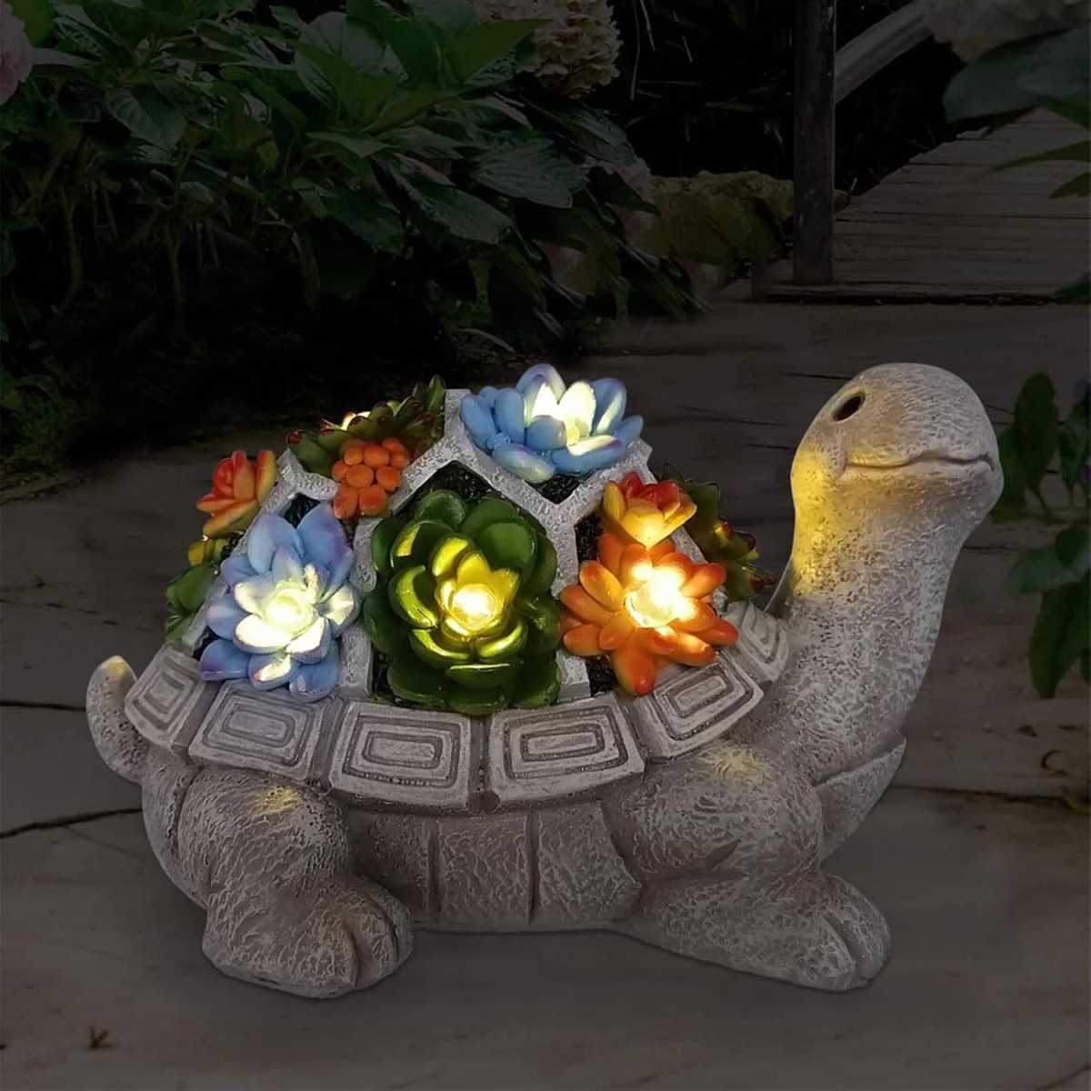 Solar Turtle with Succulents